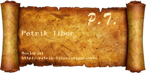 Petrik Tibor névjegykártya